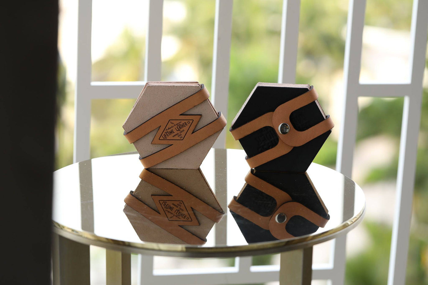 Leather Hexagon Coaster Set - Lifetime Leather Co