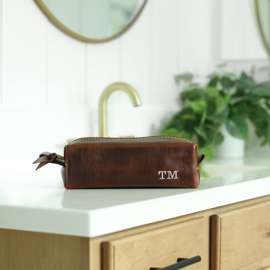 Leather Shave Bag - Small Dopp Kit