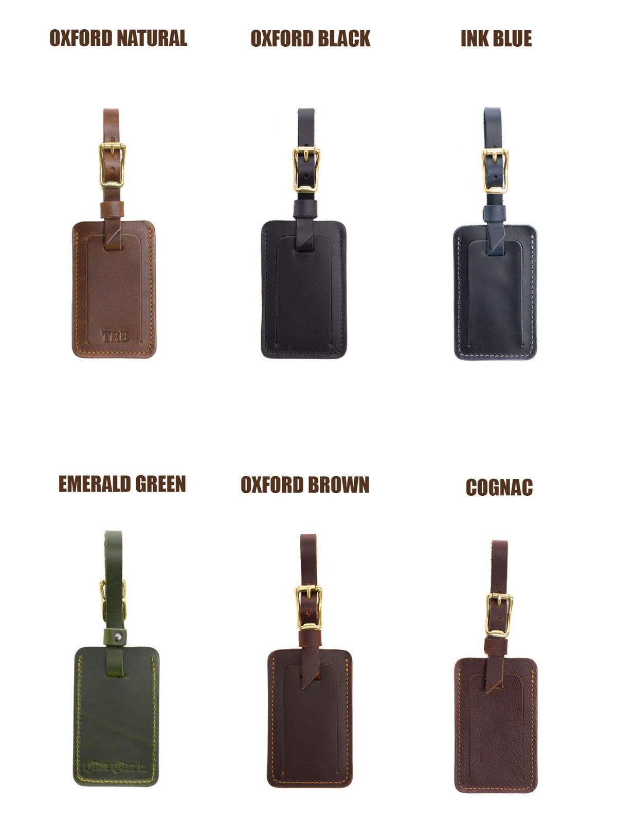 Oxford Brown, Oxford Natural, Oxford Black, Emerald Green, Ink Blue