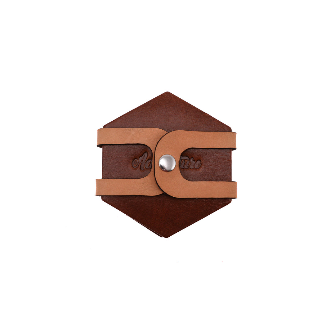 [color:Tan] Leather Hexagon Coaster Set - Lifetime Leather Co