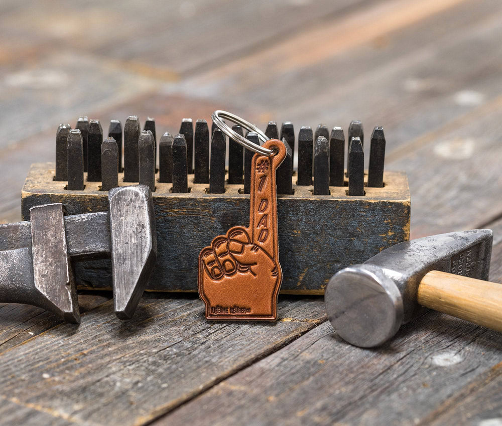 #1 Dad Leather Keychain - Lifetime Leather Co