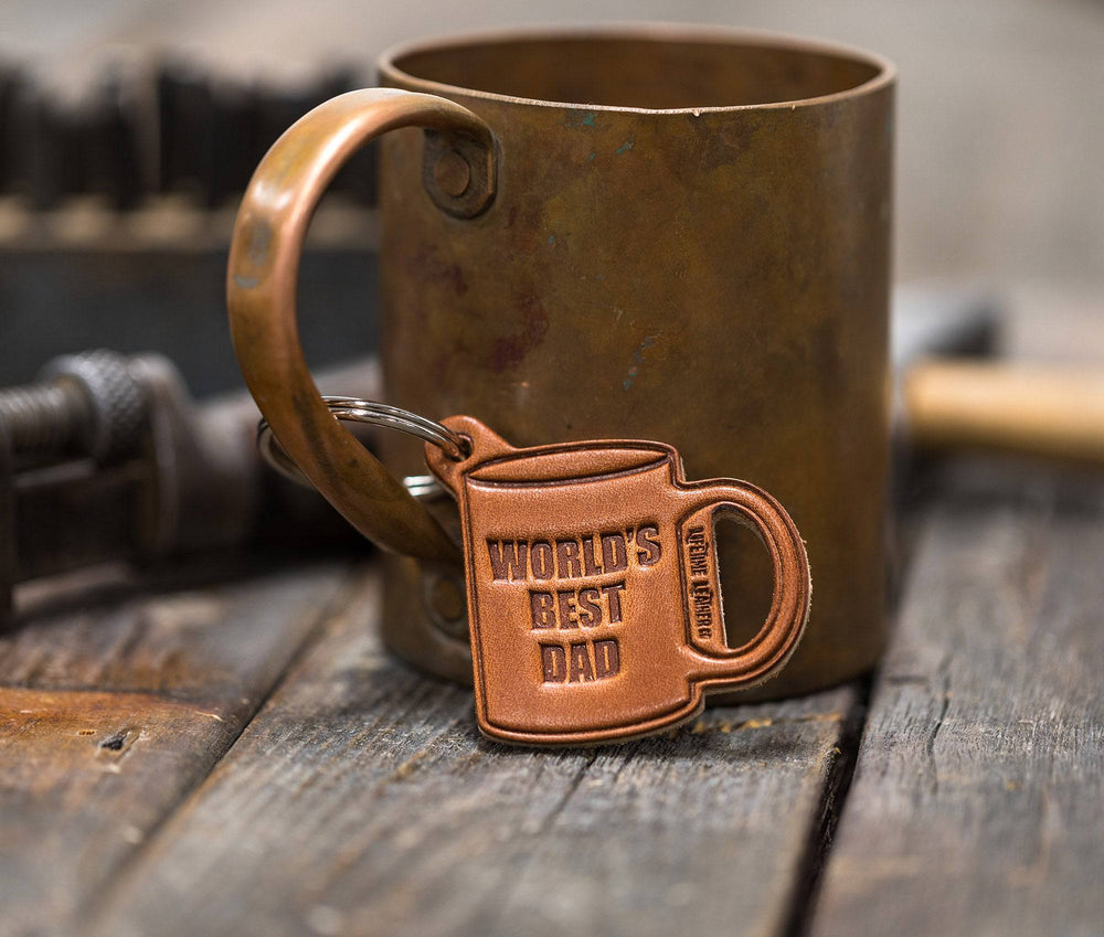 World's Best Dad Leather Keychain - Lifetime Leather Co