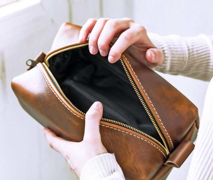 Lifetime Leather Toiletry Bag Premium Dopp Kit for Men Women
