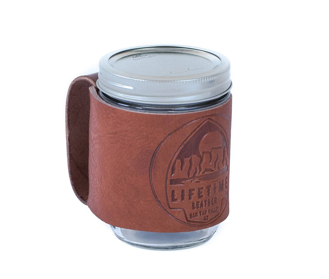 [color:Austin] Leather Mason Jar Coozie - Lifetime Leather Co
