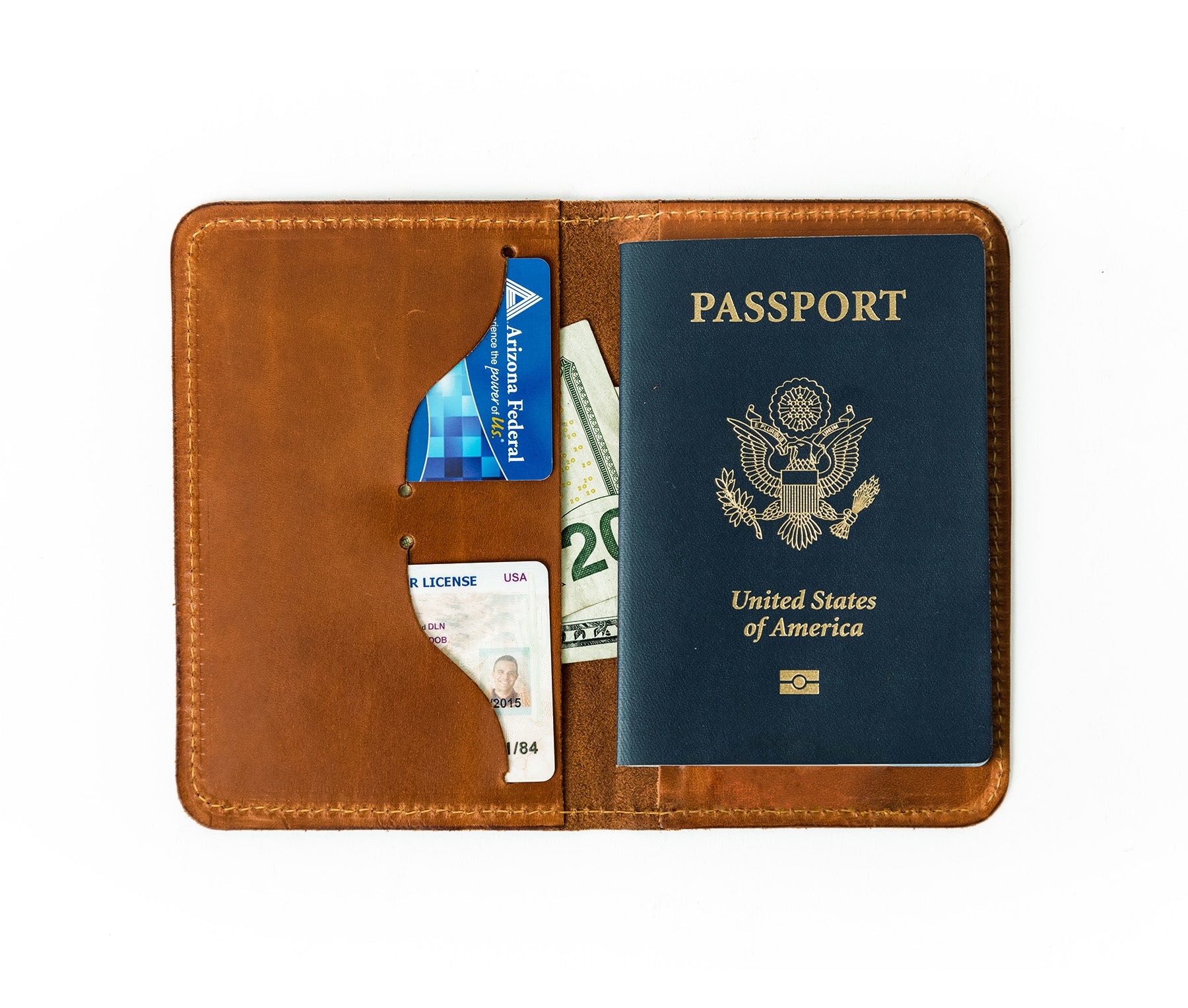 Leather Passport Cover Tan Brown Tan Brown / No