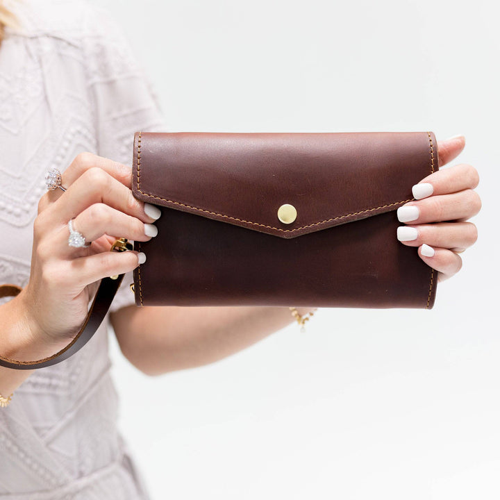 Women's Large Capacity Leather Clutch Wallet – Wristlet Handbag With Checkbook & Phone Holder