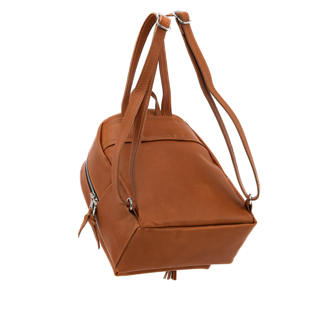 diamond rim purse brown leather backpack Leather Backpack
