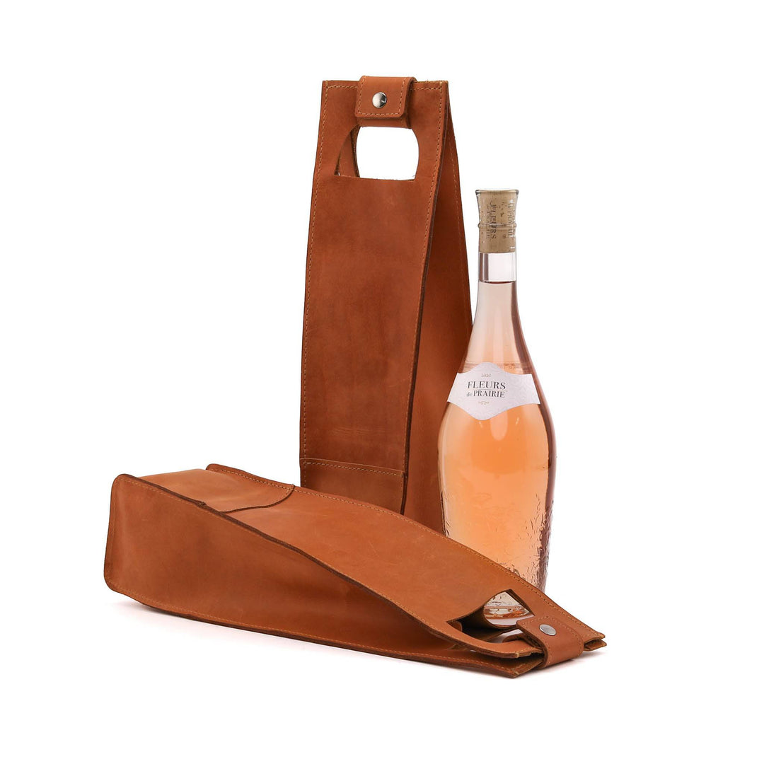 [color:Brandy] Wine Tote - Lifetime Leather Co