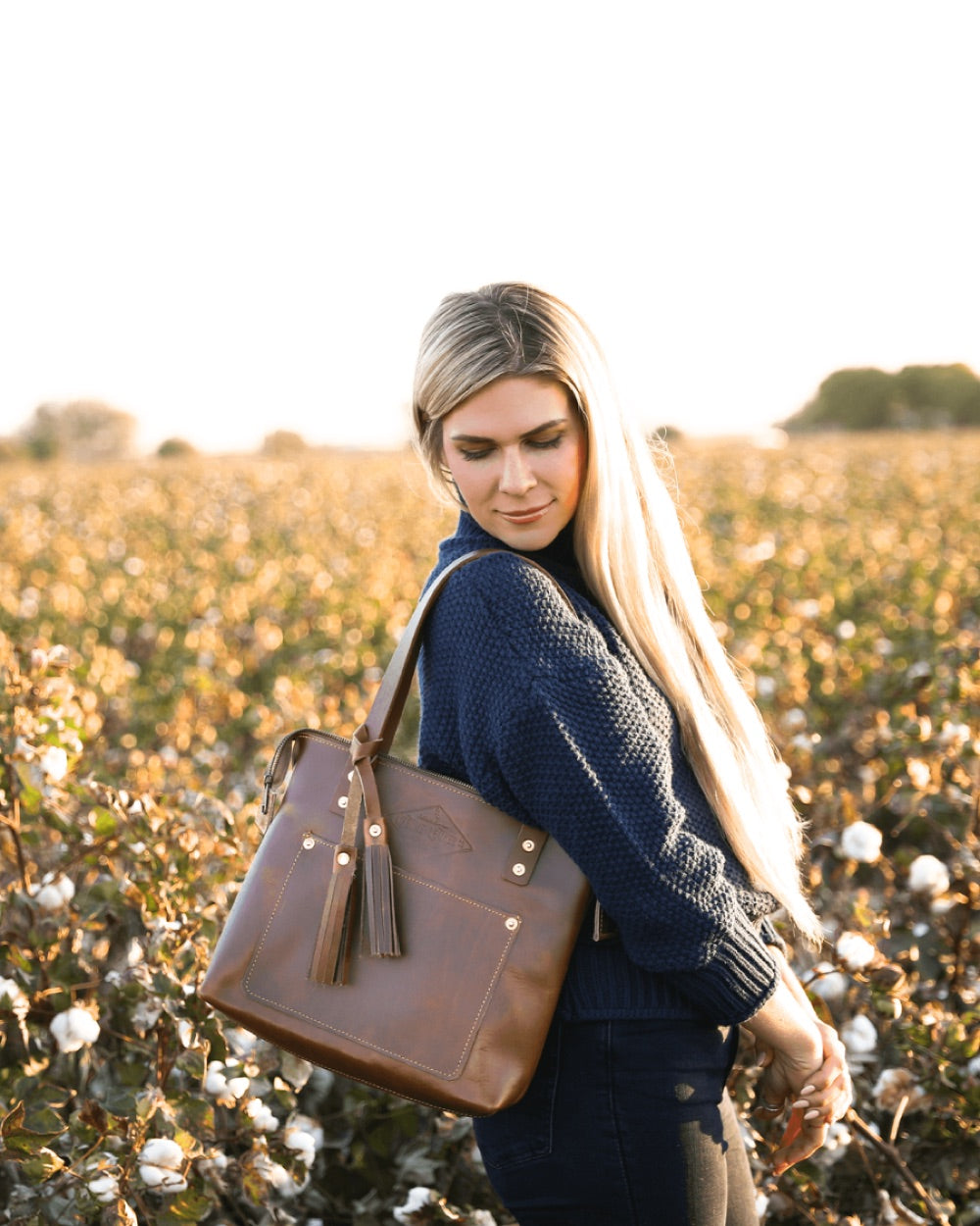 Handmade leather tote bag